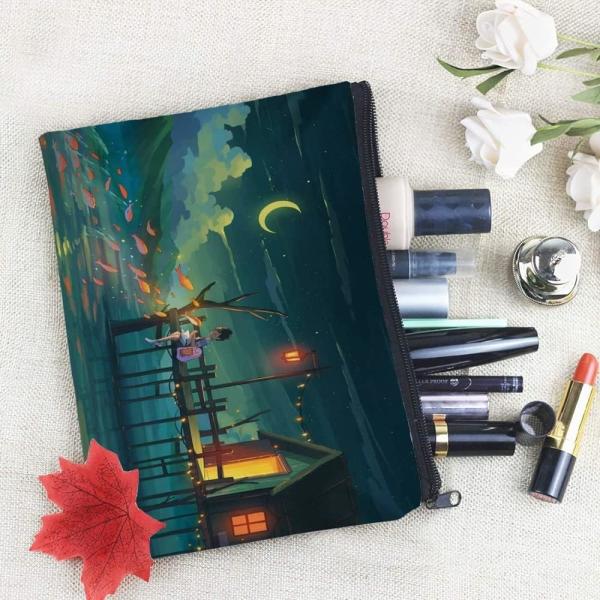 Green Waterproof Cosmetic BagMakeup Bag Organizer Toiletry Bag Portable Cosmetic