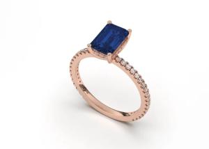 Wholesale Blue Sapphire Real Diamond Jewellery Ring Emerald Cut 8×6mm Size from china suppliers