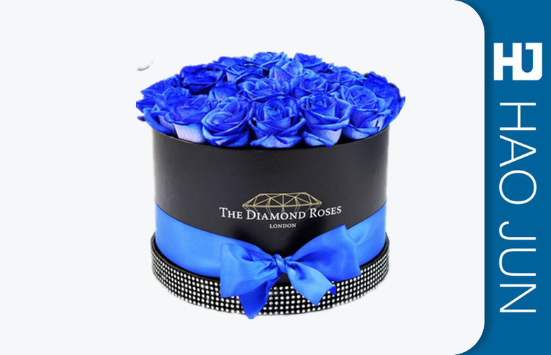 Professional White Cardboard Flower Boxes Glossy Lamination With Ribbon