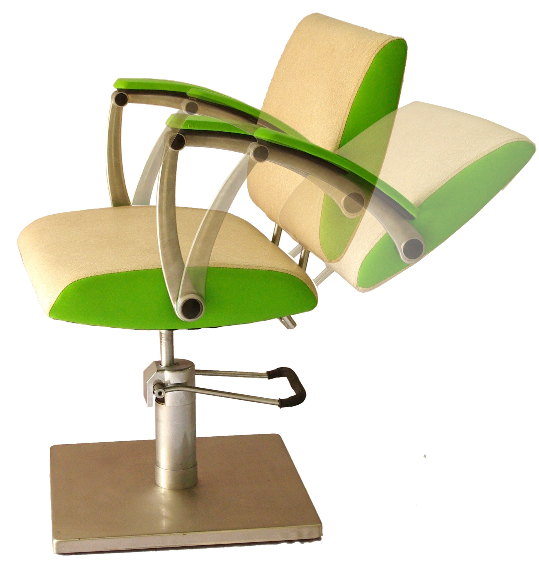 Green Reclining Backrest Salon Style Chairs Aluminium Armrest With 23.5" Width