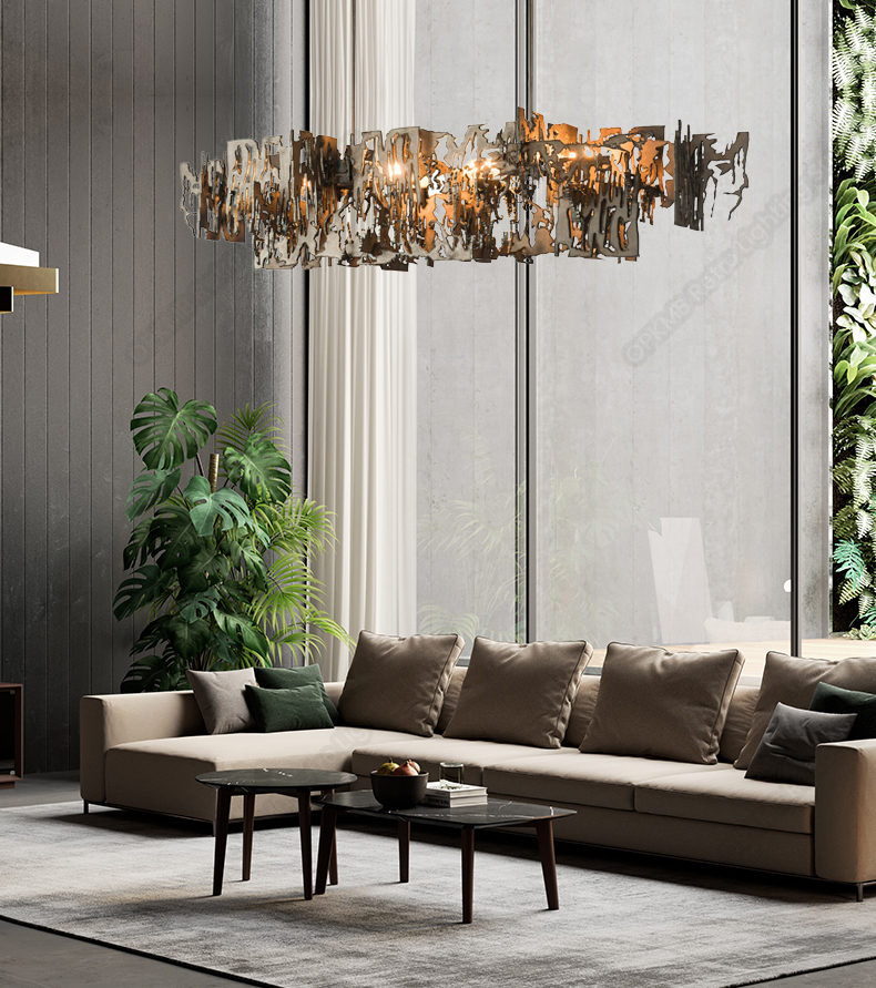 Modern Designer metal fragment Art Chandelier Rectangle Kitchen Island Hanging light(WH-MI-453)