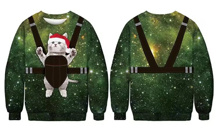 Sustainable Mens Sublimation Print Sweater 100% Polyester Fleece Round Neck Pullover