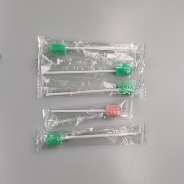 Color-Coded Oral Care Swabs Single-Packed Flower Round Sponge Tips Green / Pink For Medical Home Certificate SGS
