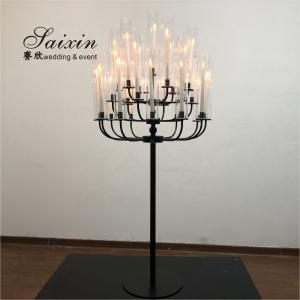 Wholesale ZT-361B New design 25 arms black Metal candelabra for wedding table centerpieces from china suppliers