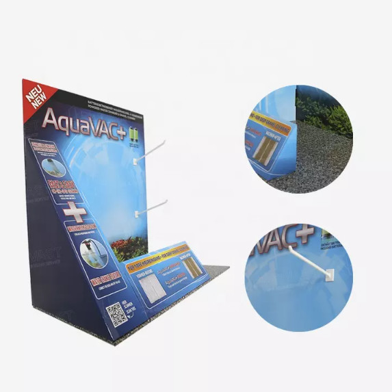 Earphone Retail Cardboard Countertop Display With Hook Table Top