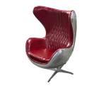 Red Vintage Leather Egg Aviator Chair With Swivel Casters