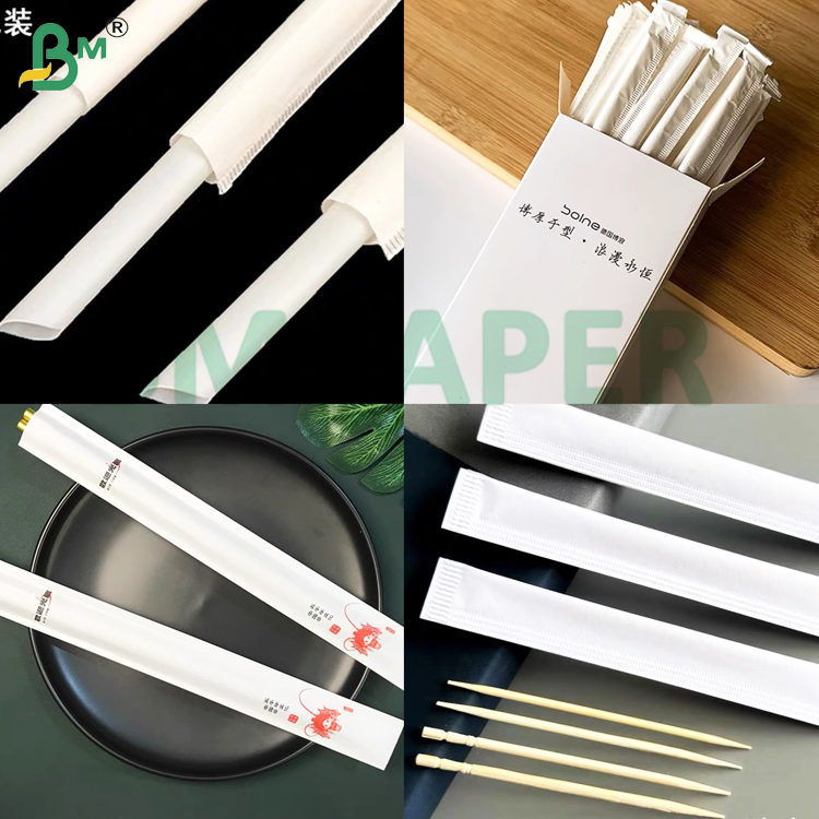 Custom Logo Printed Biodegradable 28gsm White Food-Grade Straw Wrap Paper For Individual Drinking Straw Packaging