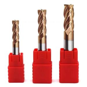 Wholesale Bronze Coating Hrc45 Milling Cutters For Metal HSS 4 Flute End Mill High Toughness from china suppliers