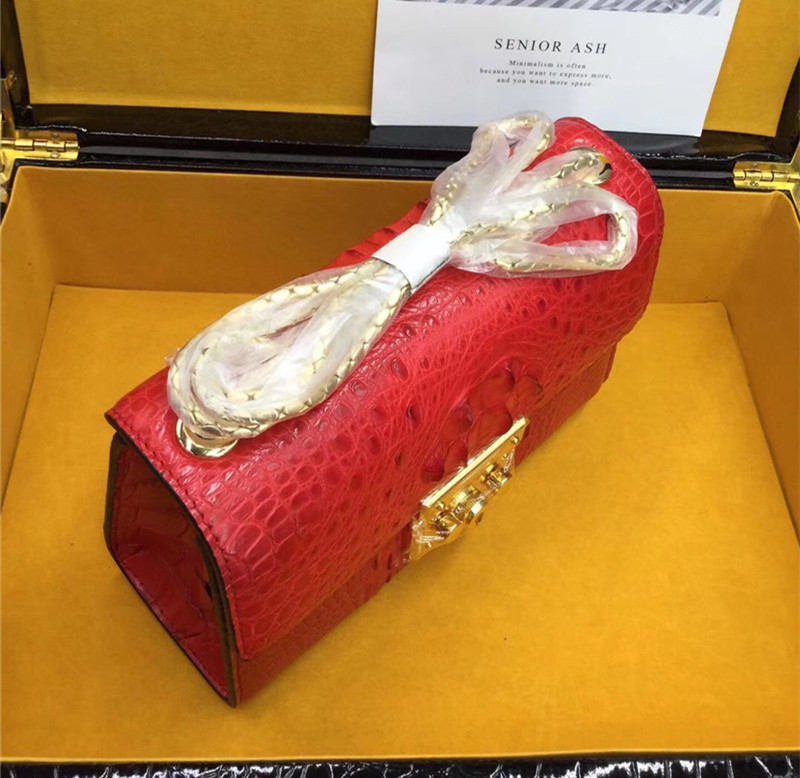 Exotic Crocodile Skin Women's Small Purse Genuine Alligator Leather Lady Flap Bag Chain Belt Female Cross Shoulder Bag