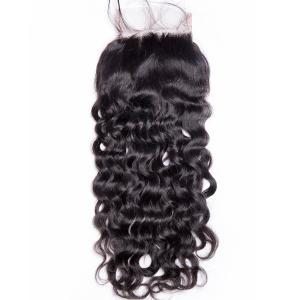 Wholesale 4 X 4 Water Wave Human Hair Swiss Lace Closure Malaysian Hair Extensions from china suppliers