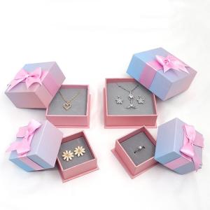 Wholesale Color Shape and Logo Custom Gift Jewelry Storage Box with Ribbon Bow Gravnre Printing from china suppliers