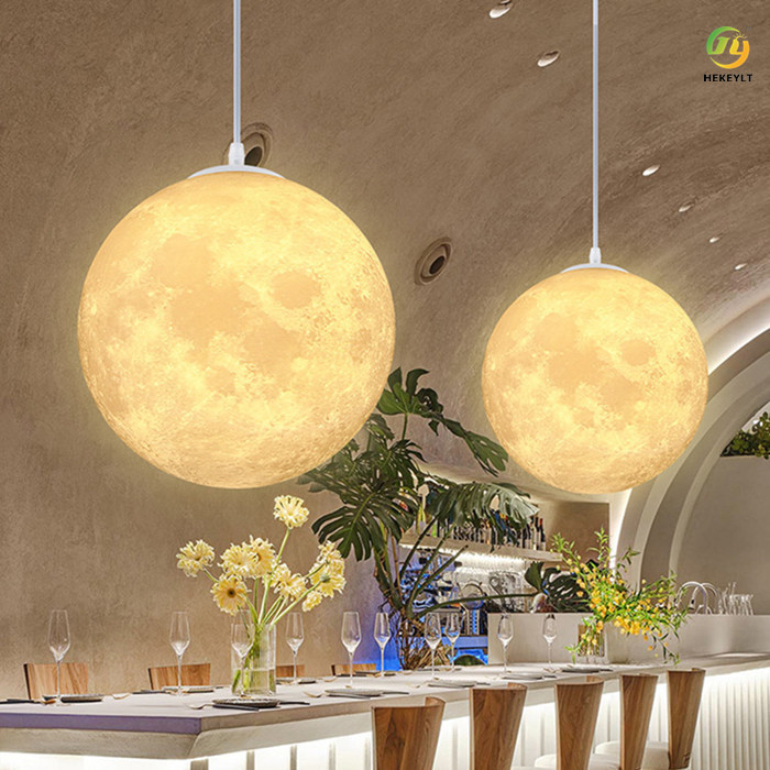 Nordic 3D Moon Creative Dining Room Bedroom Living Room Pendant Light