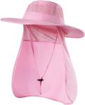 Fishing Hat for Men，Outdoor Sun Hat UPF50+ Mesh Wide Brim Fishing Hat with Neck