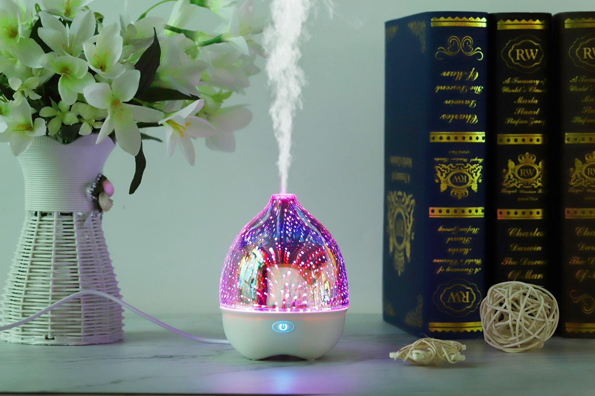 3D Glass Oil Ultrasonic Aroma Diffuser 70ml Electric USB Powered