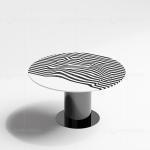 Black Metal Dia 130x75cm Marble Top Round Dining Table long lasting wear