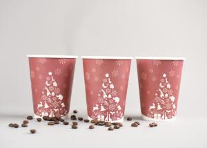 Wholesale Recyclable 12oz Disposable To Go Coffee Cups With Plastic Cover , Red Color from china suppliers