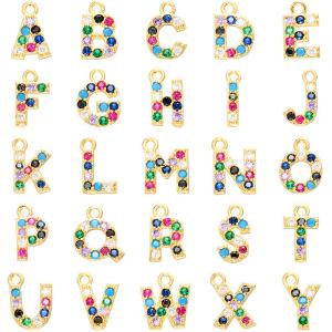 Wholesale Pendant Necklace DIY Gold Jewelry Custom Micro Rainbow Zircon Letter Bracelet from china suppliers