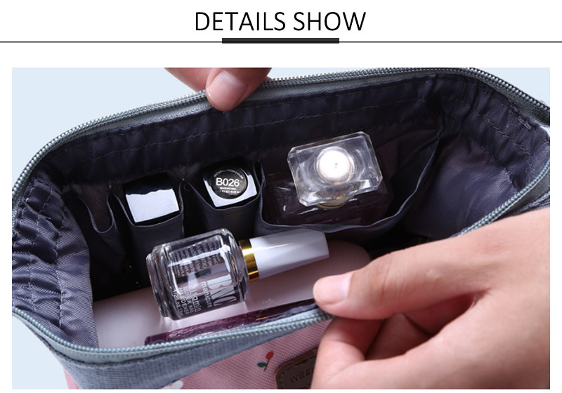 Travel Portable Multi-Function Pink Printed Korean Toiletry Wash Zip Bag