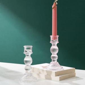 Wholesale 6 Inch Color Glass Candle Holder Machine Pressed Crystal Taper Candlestick Holders from china suppliers