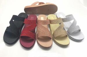 Wholesale Latest New Design Good Price Shining PVC Women Shoes Flat Sandals Ladies Slipper from china suppliers