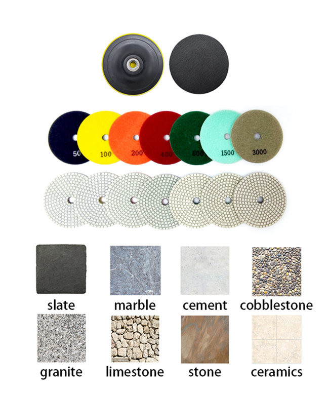 100 Grit 7 Step Dry Diamond Polishing Pads 4" 100mm