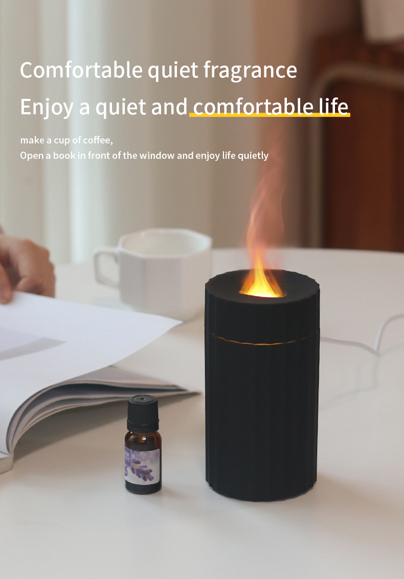 Type C 100ml Flame Humidifier Fire Aroma Diffuser With 7C LED Changing Light