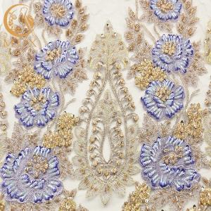 Wholesale Customized Beaded Lace Fabric 80% Nylon Handmade Embroidered from china suppliers