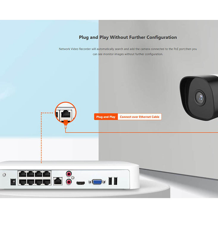 16 Channel PoE HD Network Video Recorder 4K UHD 250m Long-Distance H.265 Compression App at 10/100Mbps Transmission Rate