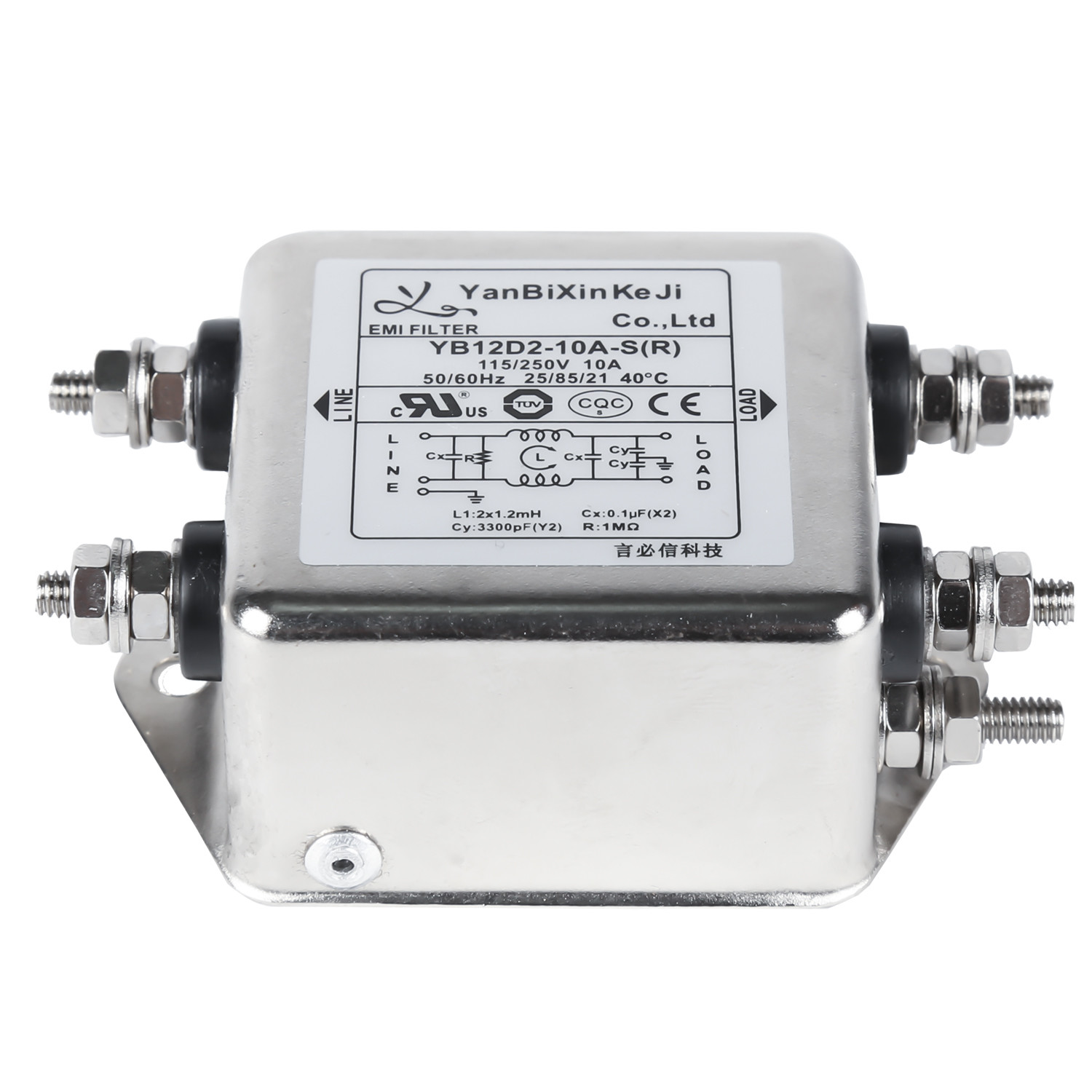 Single Phase EMI Filter RFI Noise Filter M4 Screw Output 250V Power Line Filter