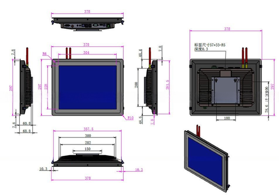 Rugged 15 Inch Industrial Panel Mount Monitor With Touchscreen Android OS For HMI