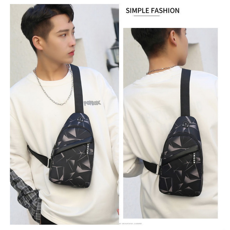 Men Anti Theft Chest Bag Short Trip Messengers Bags USB Charging Crossbody