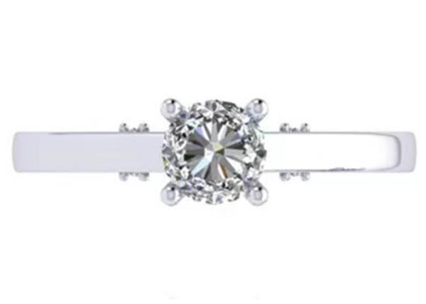 Claw Setting 18k White Gold Wedding Ring , GIA 5.35mm Round Brilliant Cut