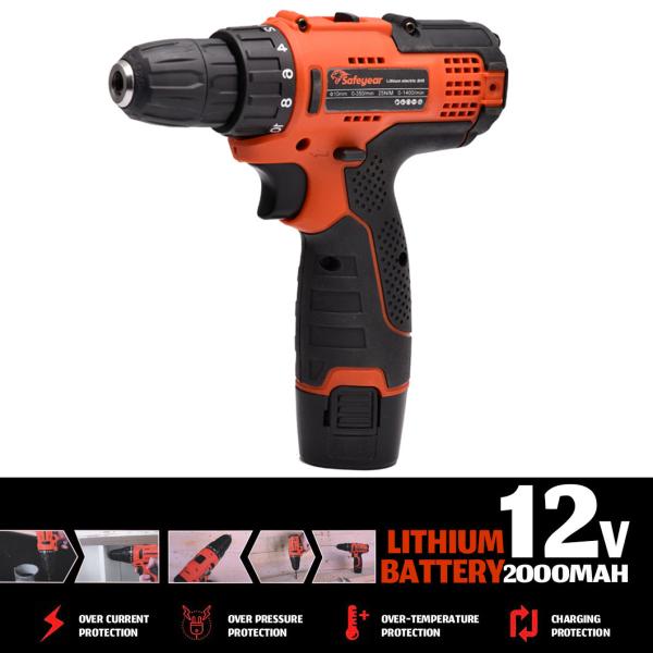 Two Speed Handheld Power Drills 12V 18+1 Electric Screwdriver With Torque