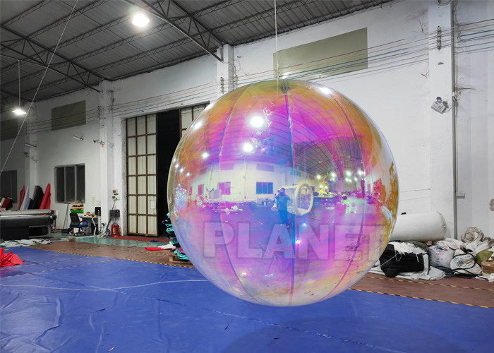 Shinny Floating PVC Iridescent Clear Sphere Mirror Balloon Holographic Rainbow Reflective Inflatable Mirror Ball