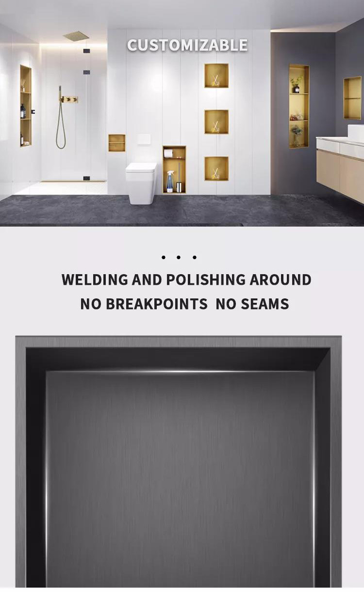 Wall Embedded Mounted Stainless Steel Niche With Paper Holder Matt Black