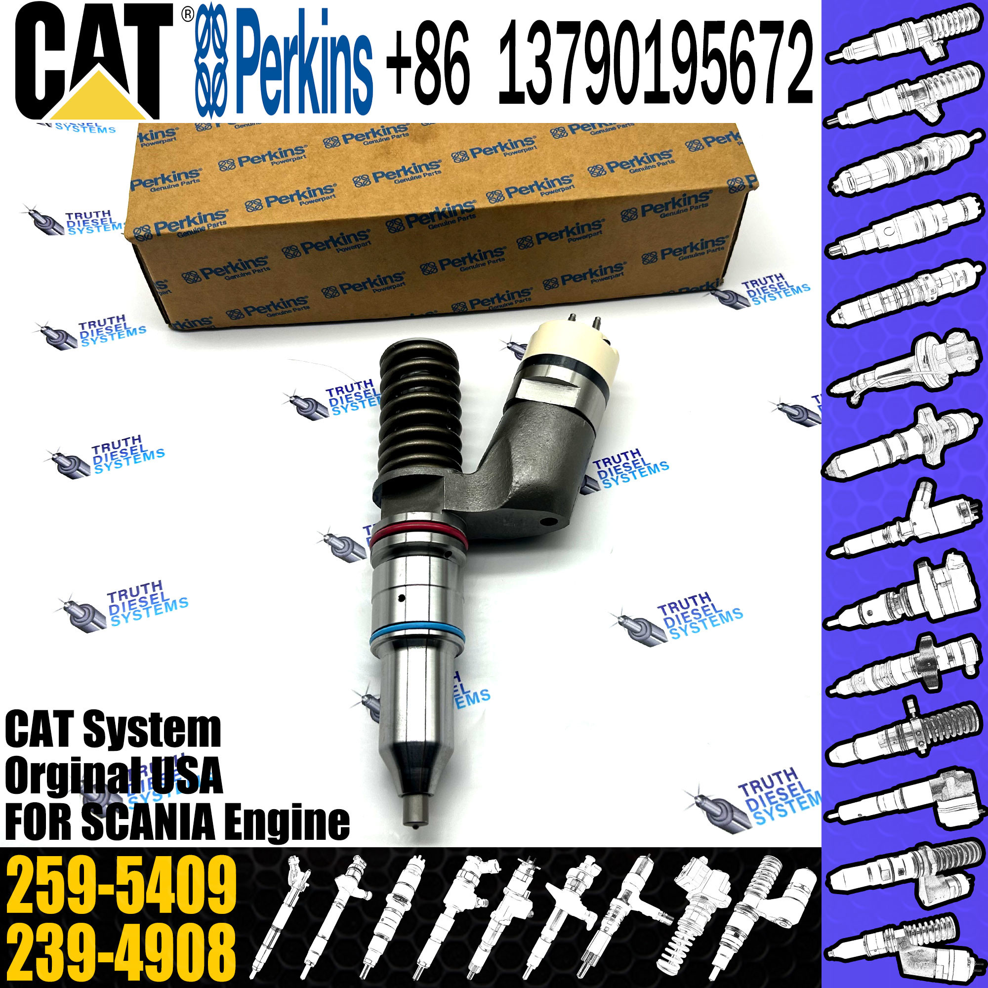 Excavator Parts C13 Engine injectors 253-0608 259-5409 2530608 2595409 Fuel Nozzle For CAT