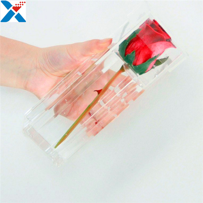 Waterproof Transparent Mini Acrylic Storage Containers Plastic Single Rose Box