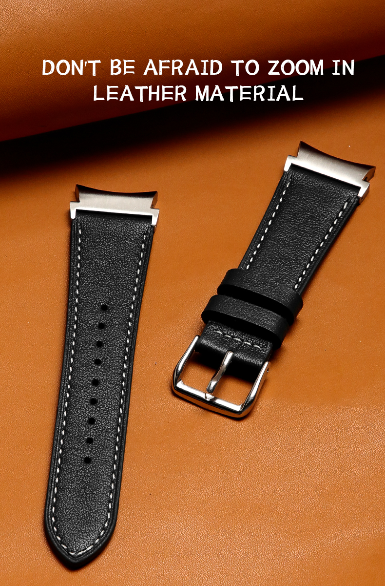 20mm Leather Watch Band for Samsung Galaxy Watch 4 Quick Release Genuine Leather Strap
