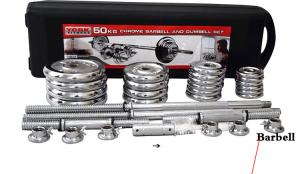 Wholesale sets 50kg cast iron chromed weight lifting dumbbell barbell with boxes from china suppliers