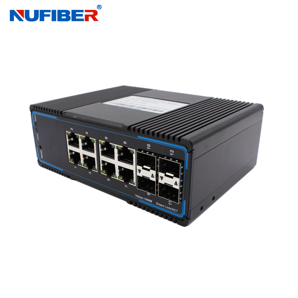 NF648GM-SFP Mount Managed Industrial SFP Switch 4x1000M To 8x10/100/1000M Aluminium Alloy Din Rail
