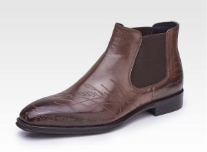 Wholesale Full Grain Leather Mens Side Zip Dress Boots Round Toe Mens Black Leather Boots from china suppliers