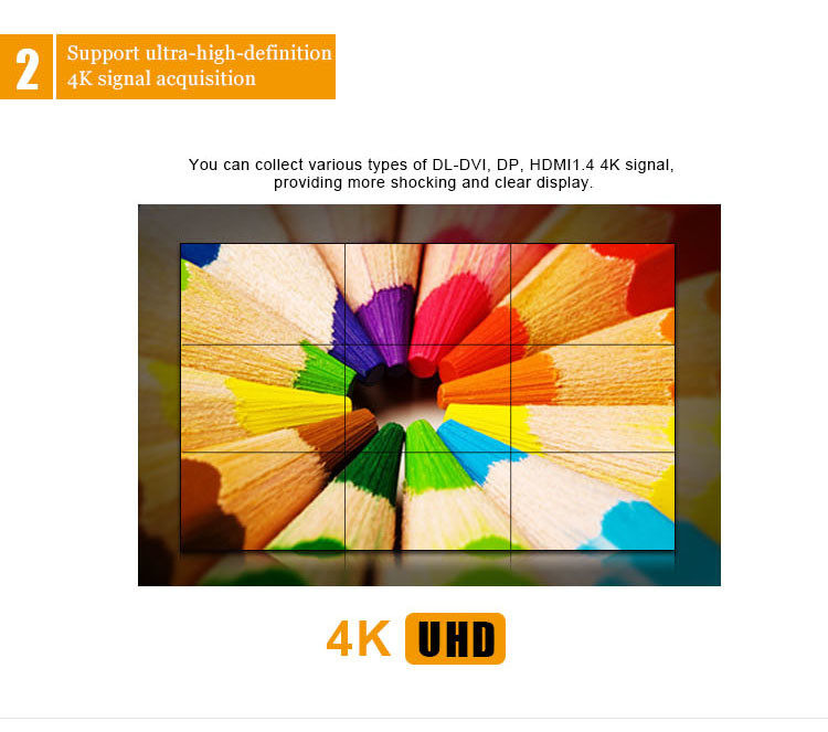 500cd/m2 Brightness Video Wall Controller 2x2 VGA DVI x2 1920X1080p Input