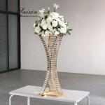ZT-538 Saixin Metal Flower Stand With Crystal Beads Vases For Wedding Table