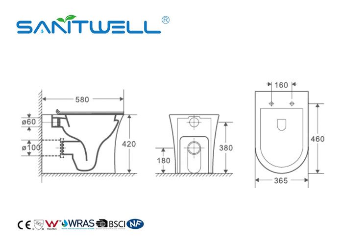 Floor Standing Toilet One Piece WC Dual Flush Water Saving 580 * 365 * 420mm