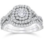 43PCS 0.43ct Diamond Engagement Wedding Rings 18K White Gold Color ODM