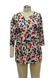 Wholesale Flowered Printed Fancy Ladies Casual T Shirts Women'S 3 4 Length Sleeve Tops from china suppliers