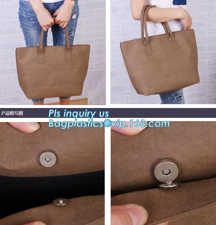 Cheap Lightweight Cheap Brown Custom Made Print Logo Water-proof Tyvek Paper Tote Shopping Bageco reusable promotion gif