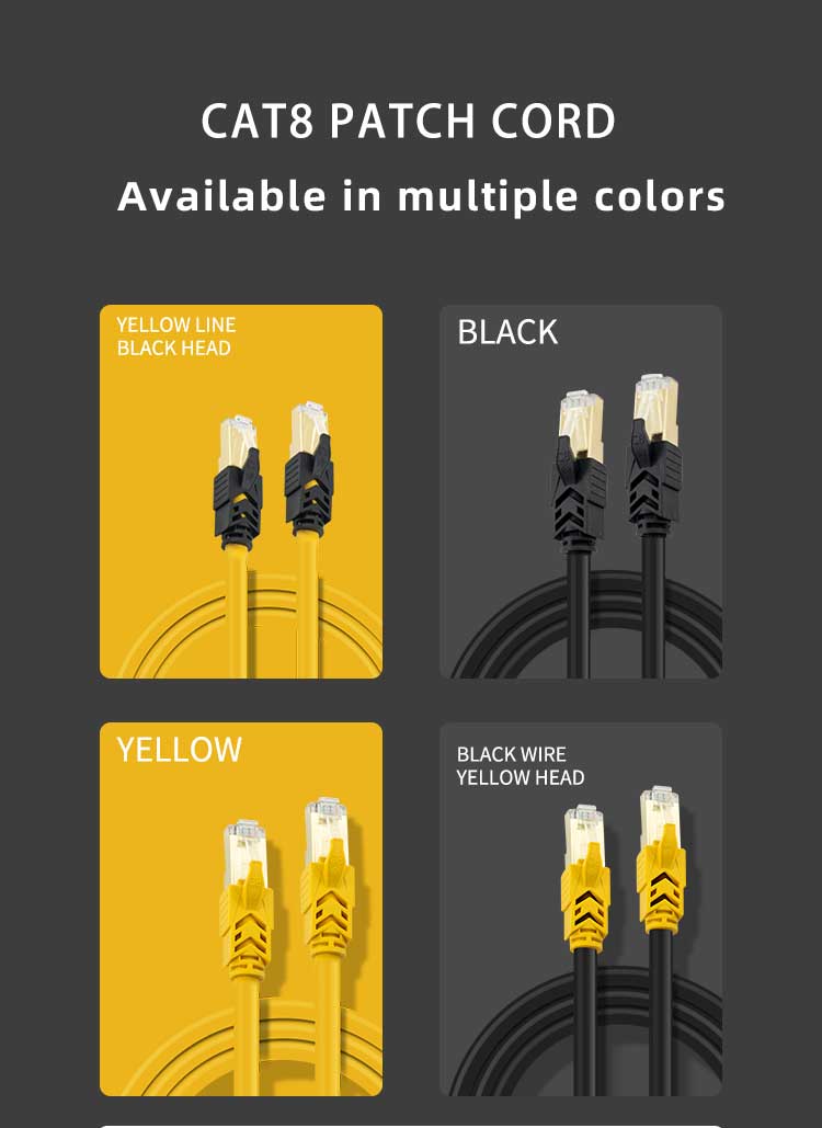 4 Pairs CAT8 Patch Cord 0.5mtrs-20mtrs For Telecommunication