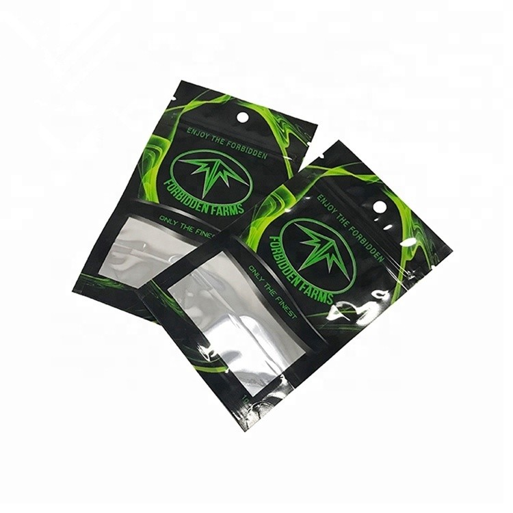 Custom printed logo hologram mylar zipper bag /printed holographic plastic bag