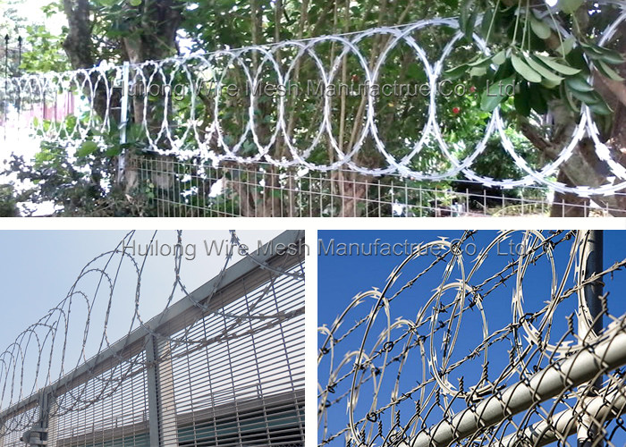 0.5mm Blade Flat Razor Wire Fence Hot Dipped Galvanized high security level